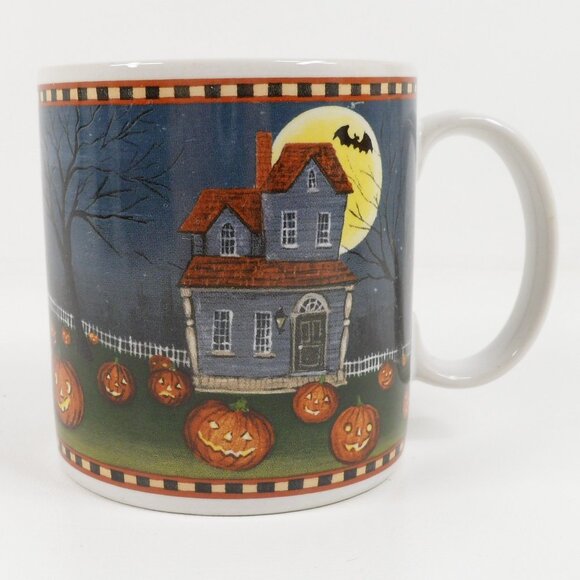 Two Vintage Halloween Mugs 2002 David Carter Brown Pumpkin Hollow Series Sakura - Picture 6 of 12